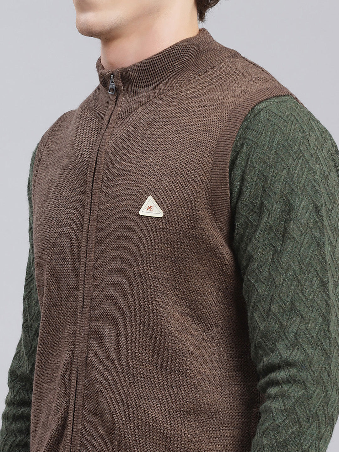 Men Brown Solid Wool blend Sweater
