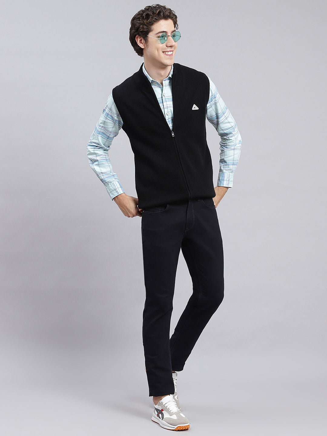 Men Black Solid Wool blend Sweater