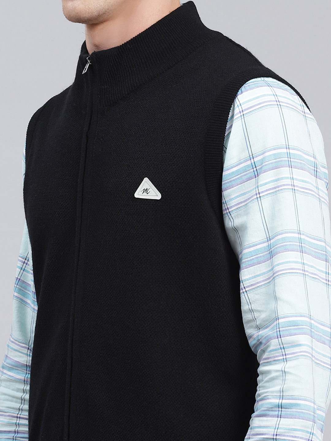 Men Black Solid Wool blend Sweater