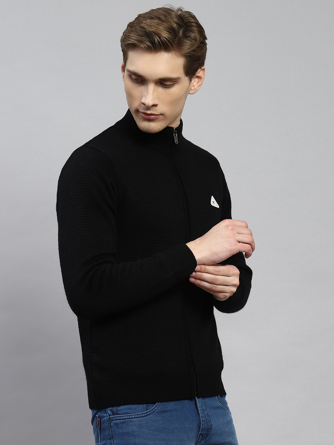 Men Black Solid Pullover