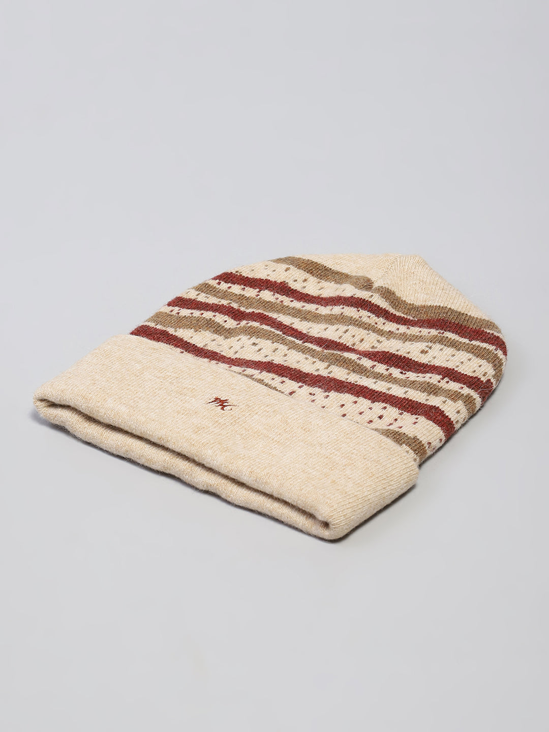 Men Beige Self Design Cap