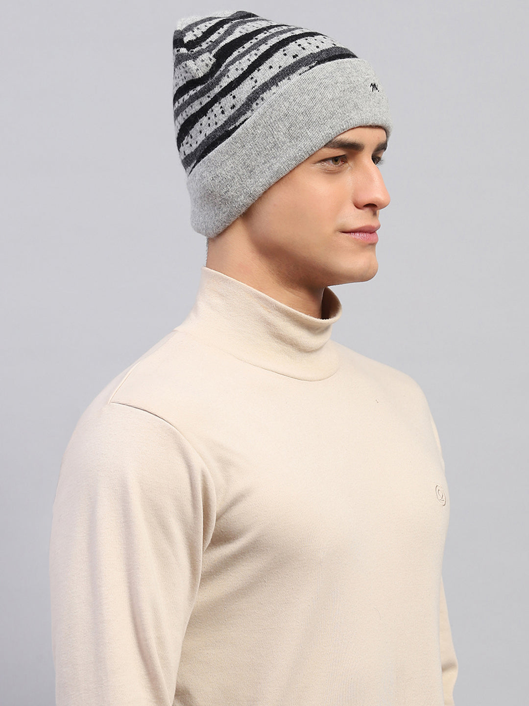 Men Grey Self Design Cap