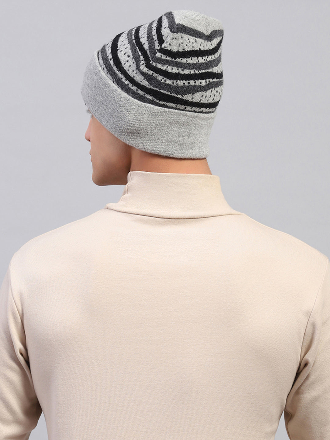 Men Grey Self Design Cap