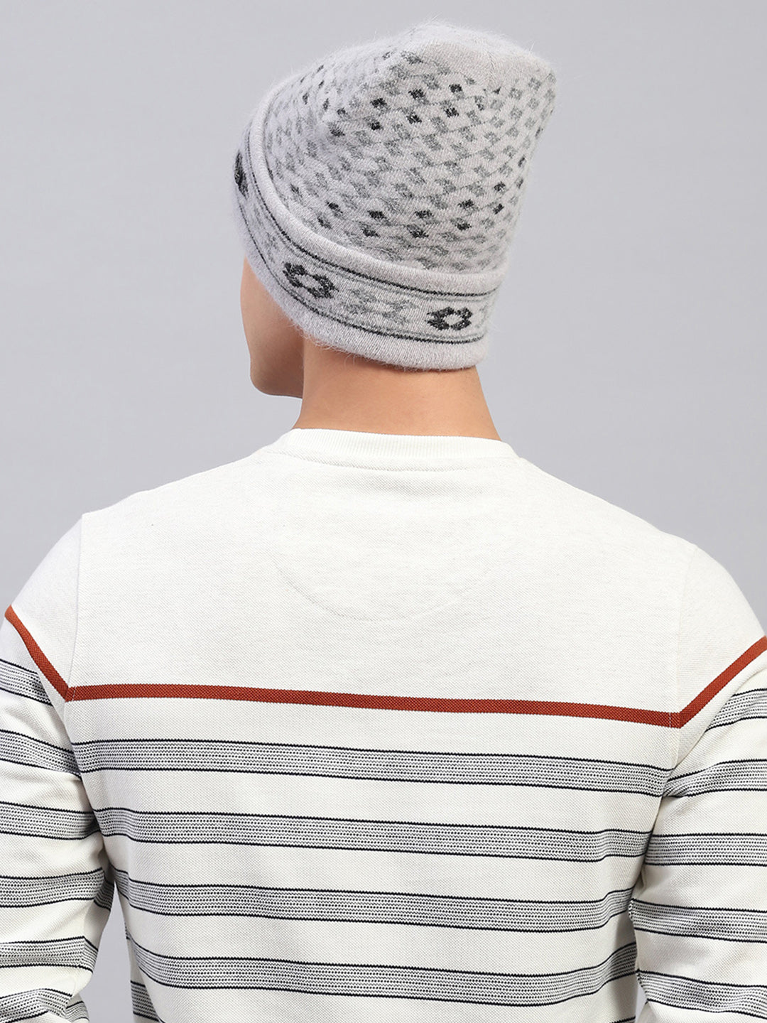 Men Light Grey Self Design Cap