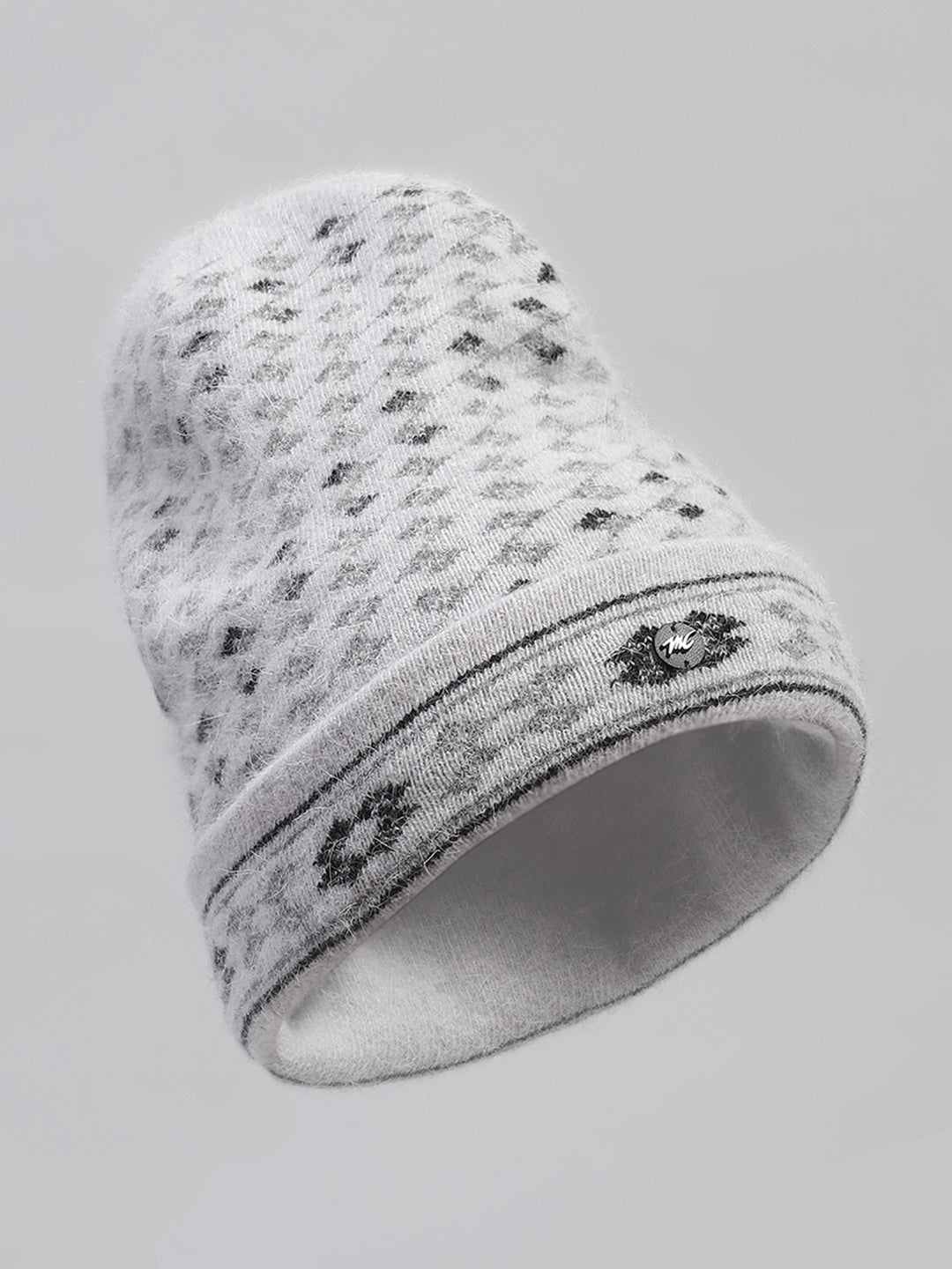 Men Light Grey Self Design Cap