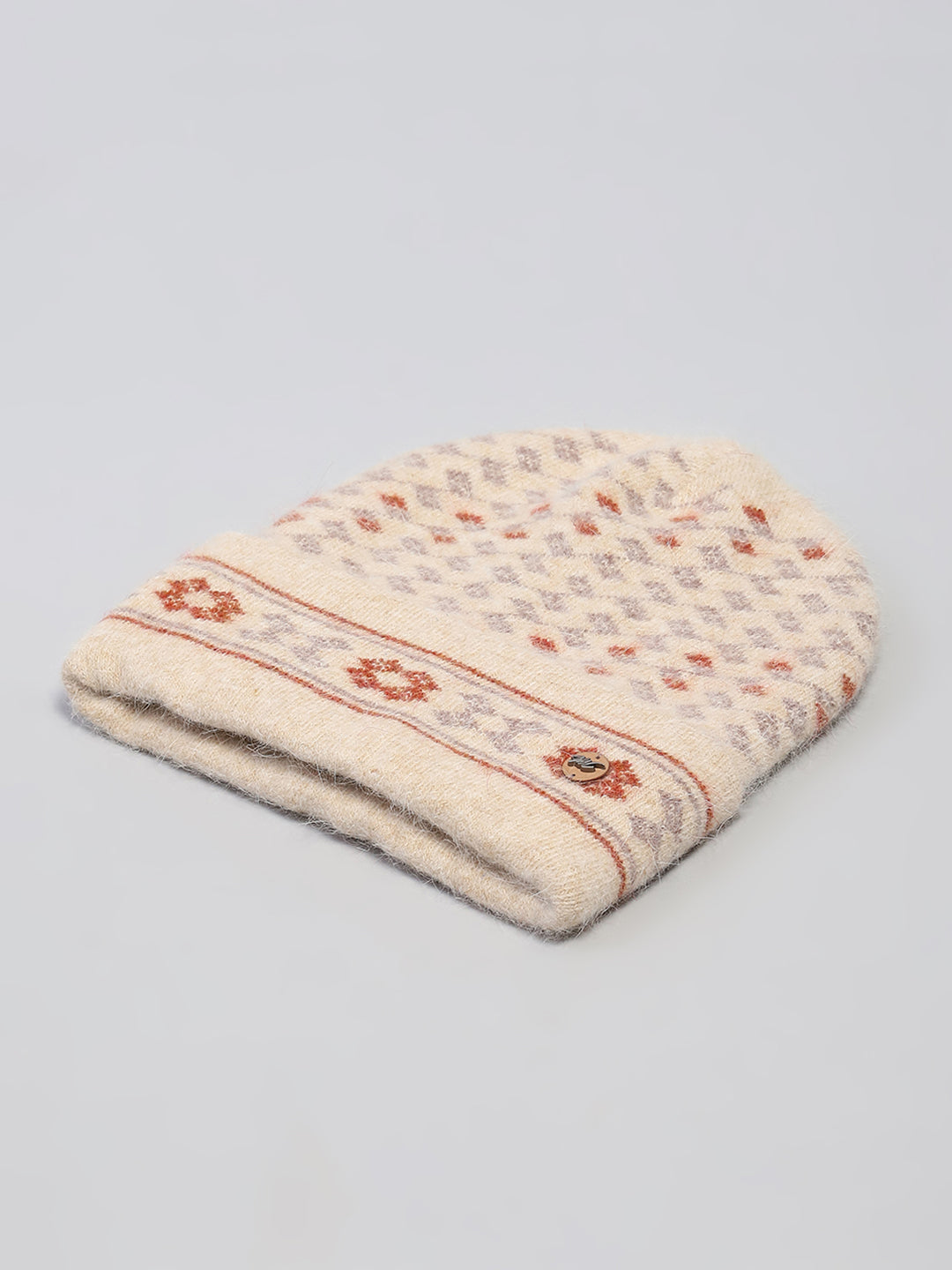 Men Camel Brown Self Design Cap