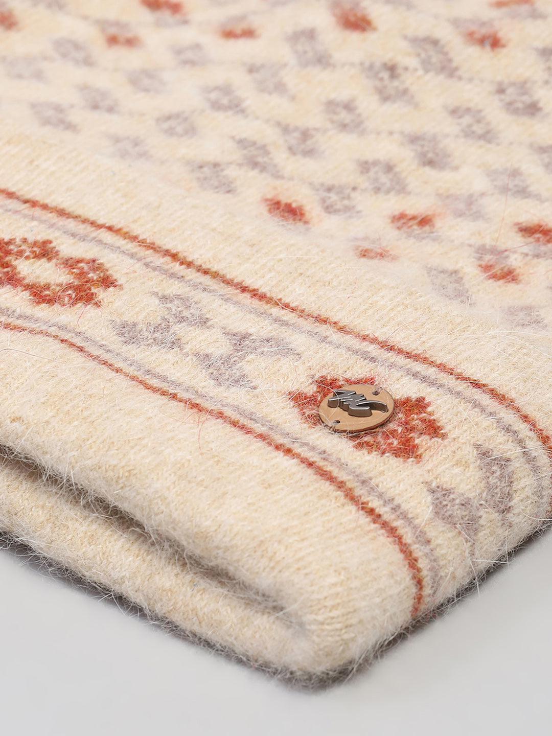 Men Camel Brown Self Design Cap