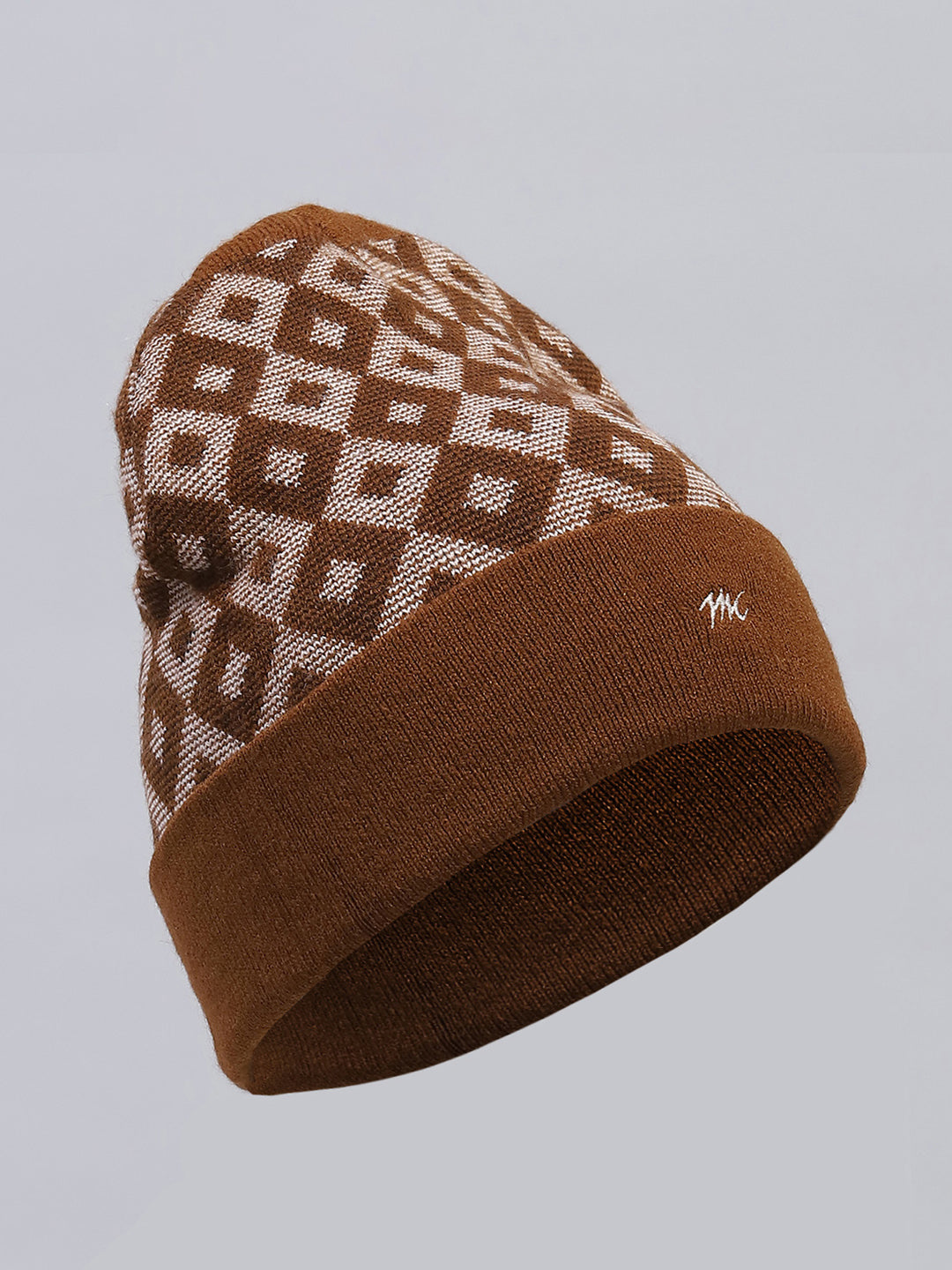Men Brown Self Design Cap