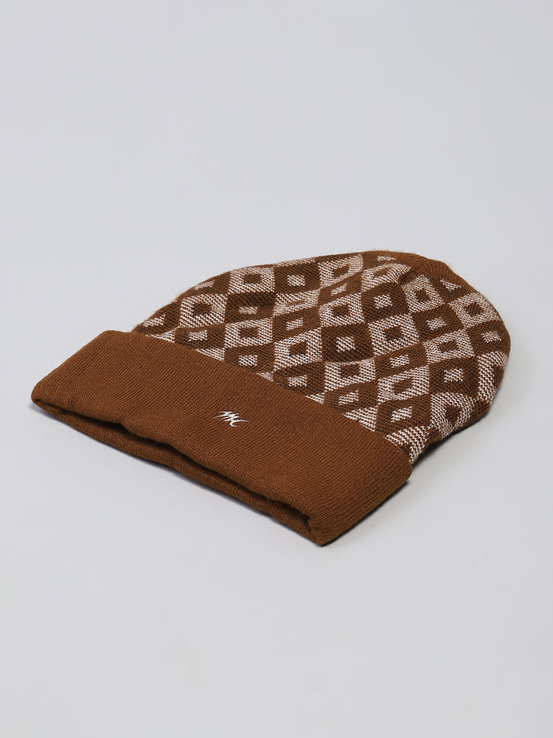 Men Brown Self Design Cap