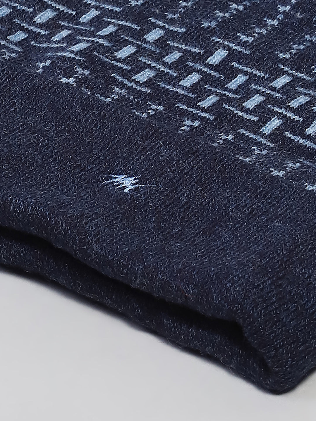 Men Navy Blue Self Design Cap