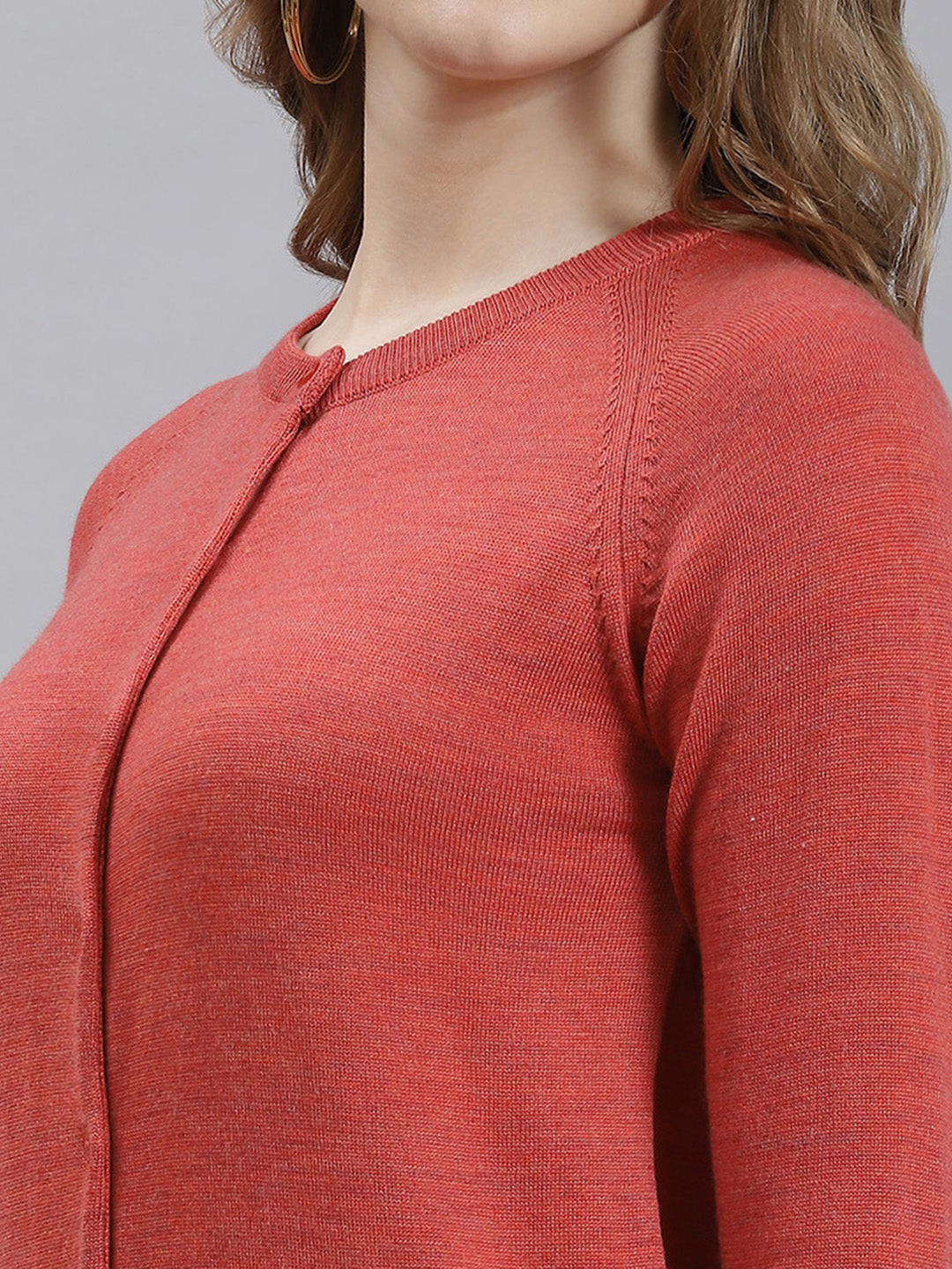 Women Peach Solid Cardigan