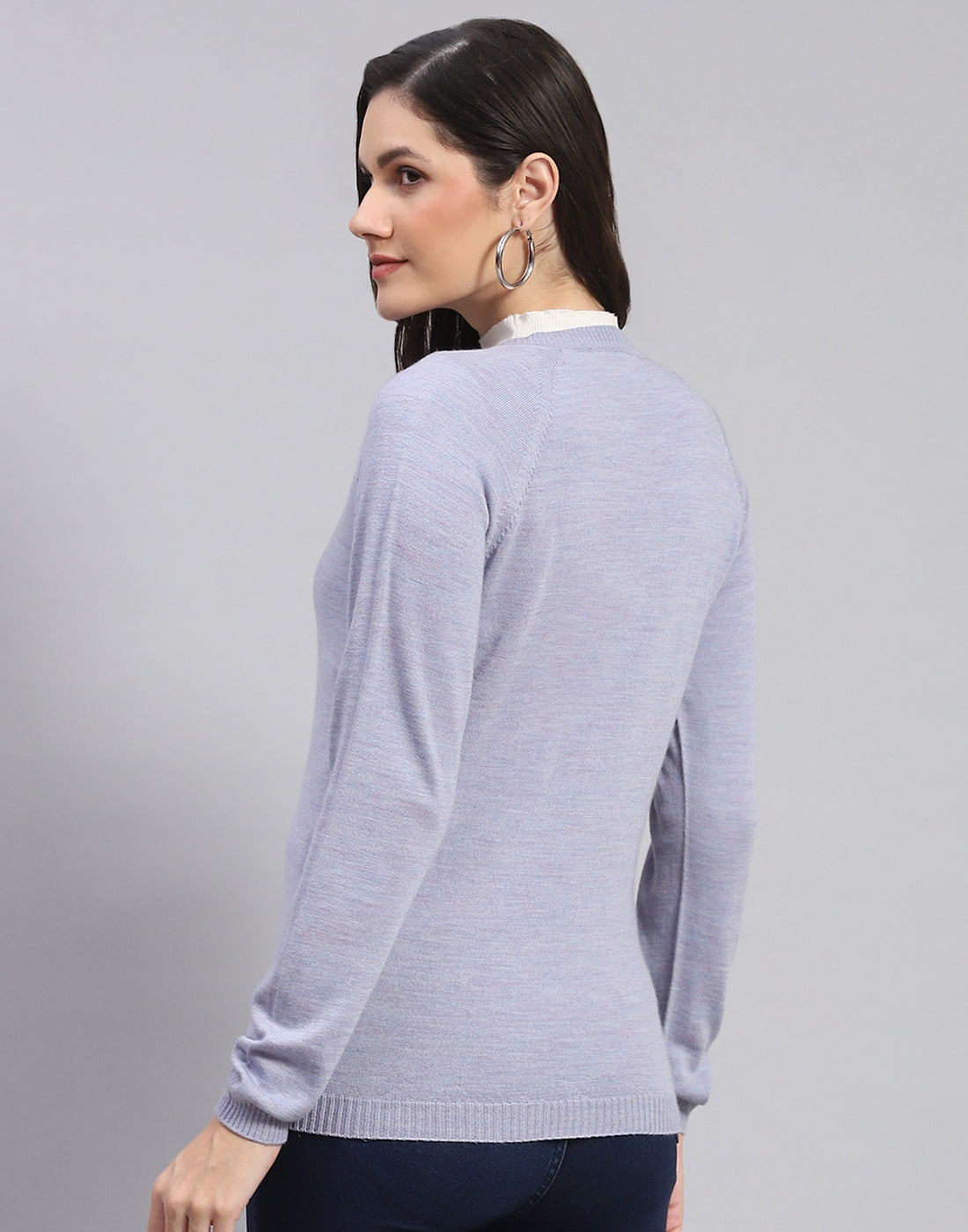 Women Grey Solid V Neck Full Sleeve Cardigan