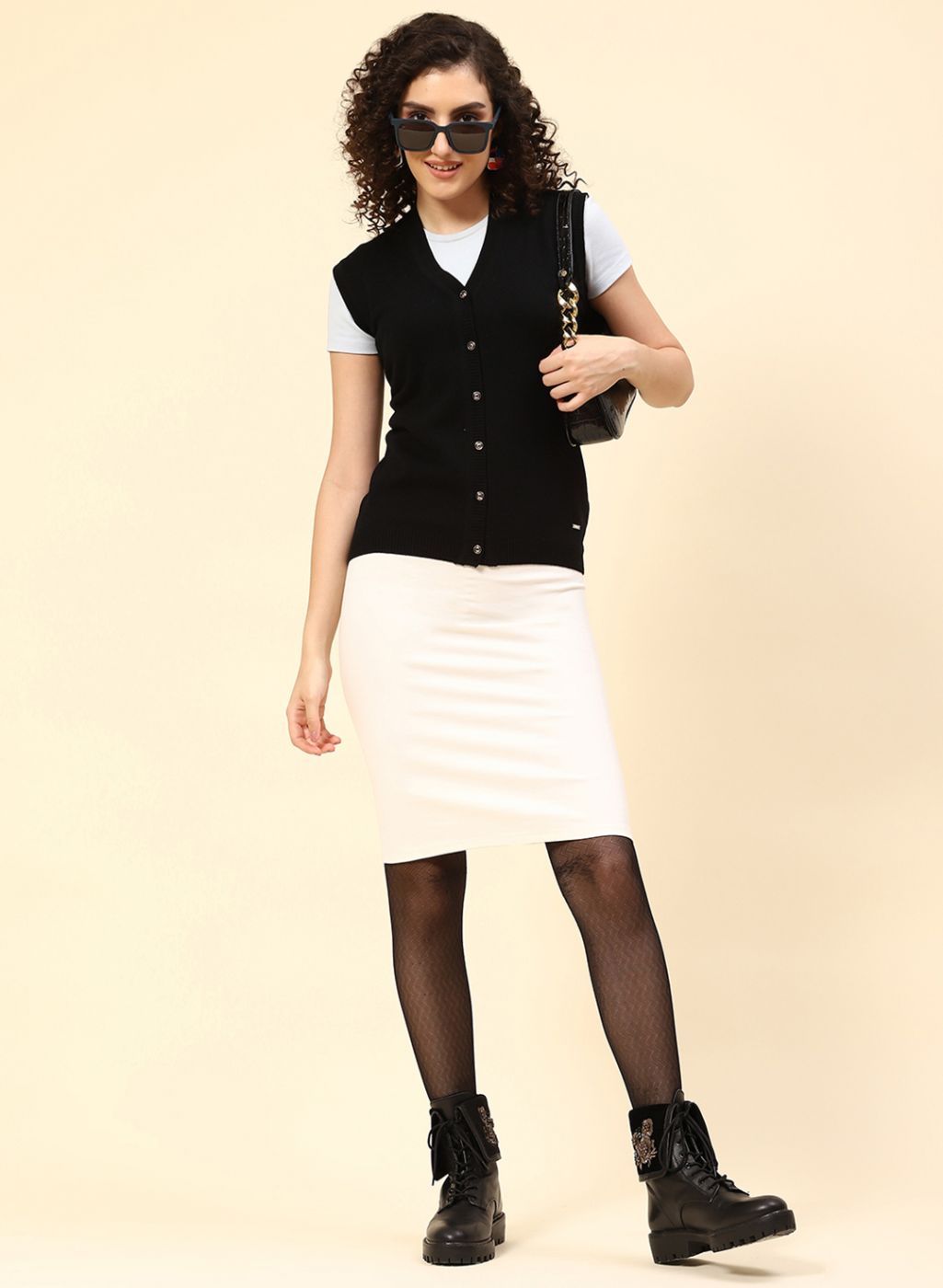 Women Black Solid Wool blend Cardigan