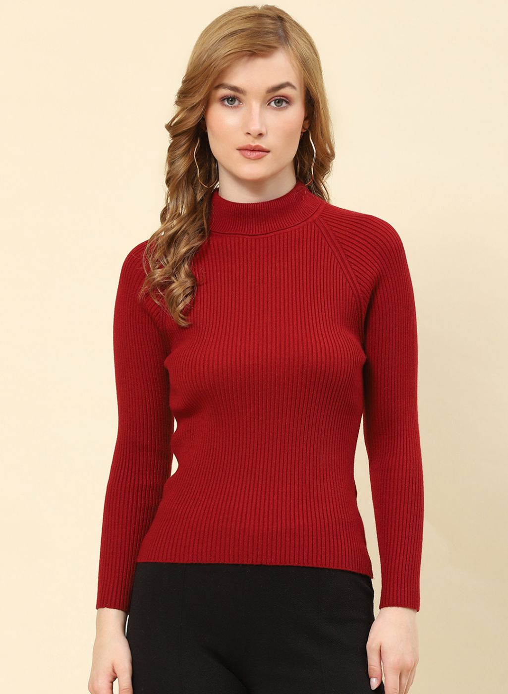 Women Maroon Solid Blend wool Sceavy