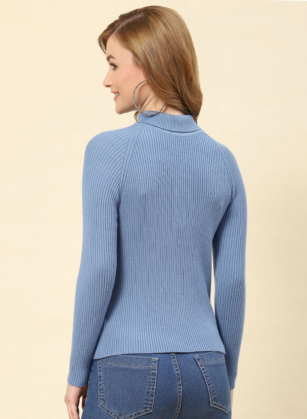 Women Blue Solid Blend wool Sceavy