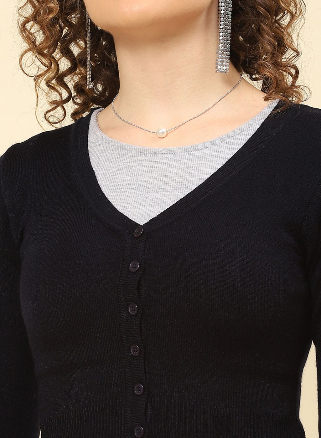 Women Olive Solid Blend wool Blouse