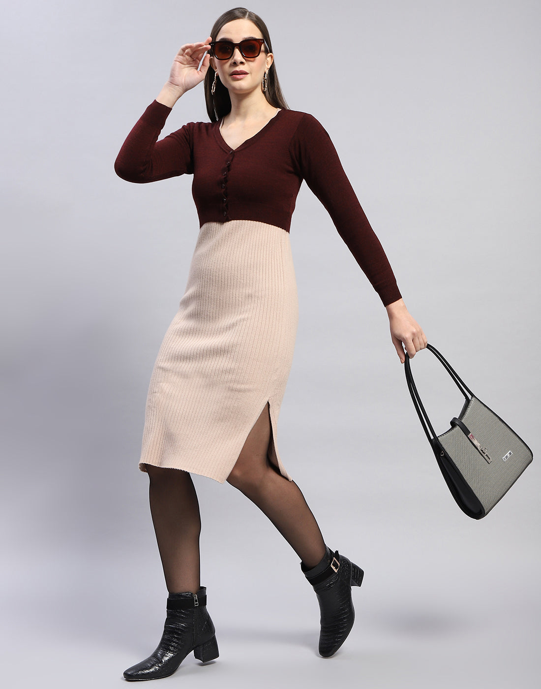 Women Rust Solid V Neck Full Sleeve Blouse