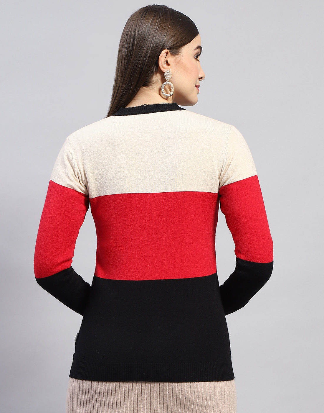 Women Red Self Design V Neck Full Sleeve Cardigan