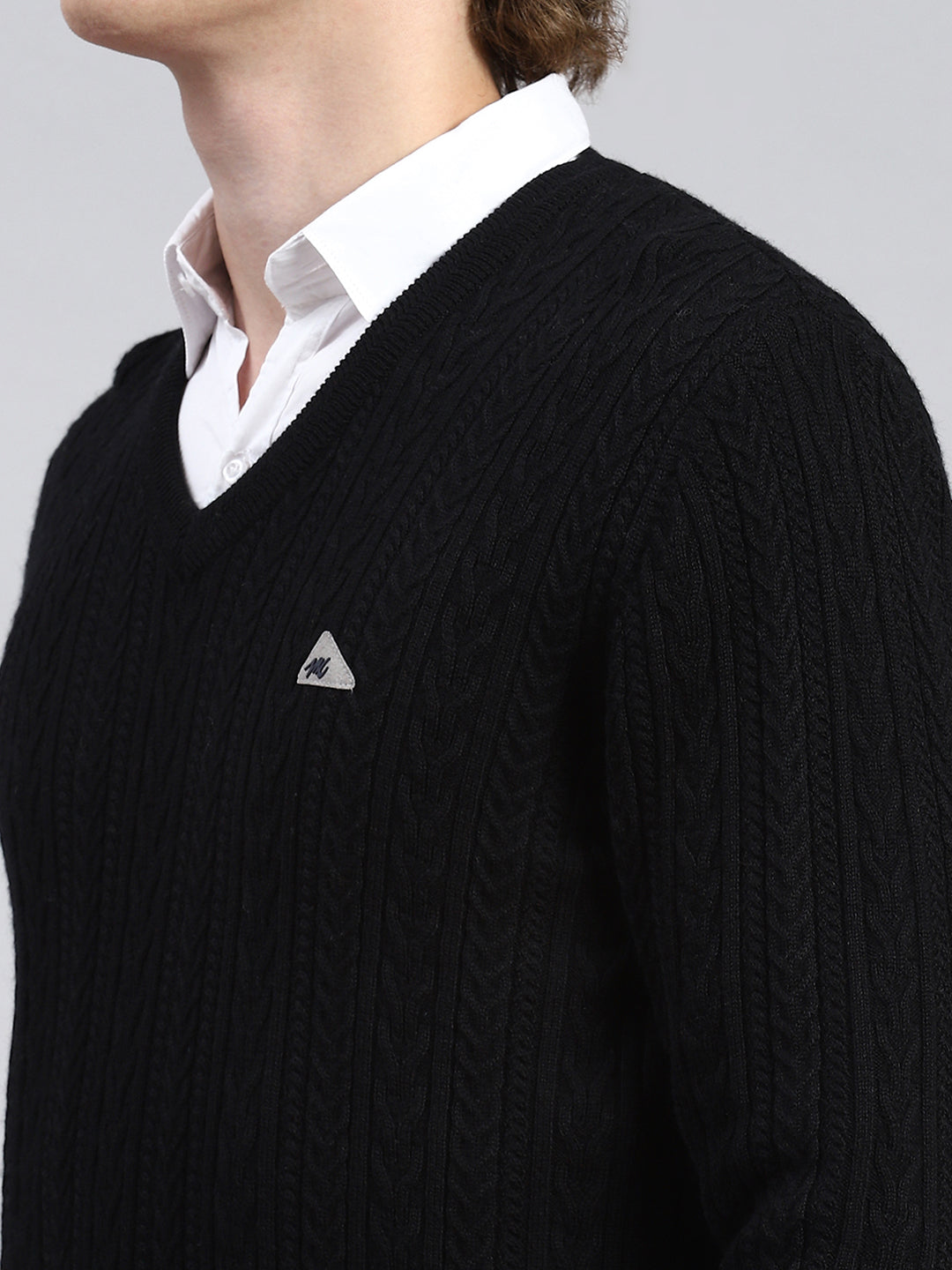 Men Black Self Pullover