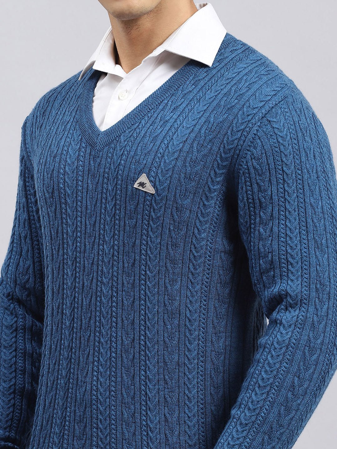 Men Blue Self Pullover