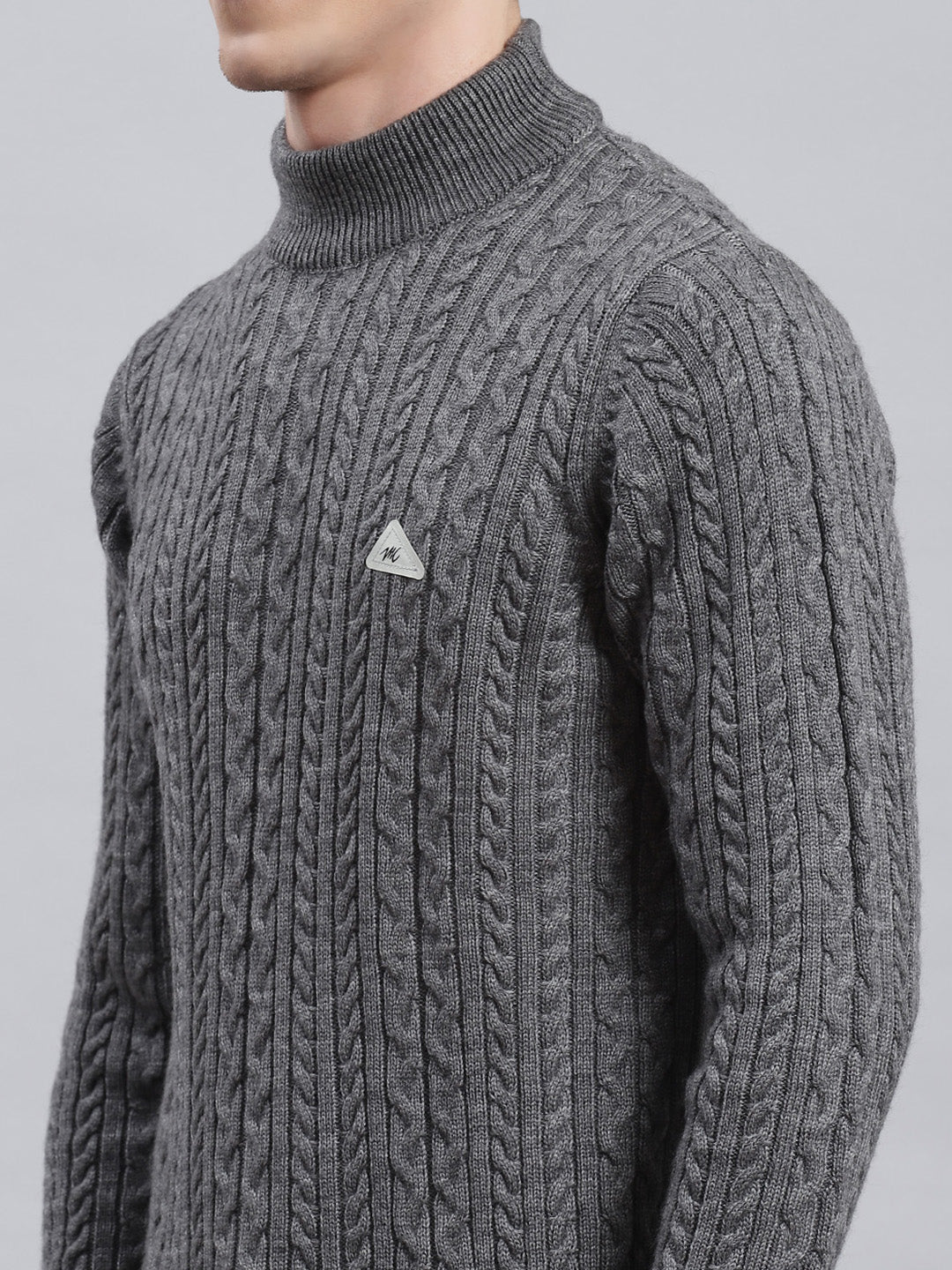 Men Grey Self Pullover