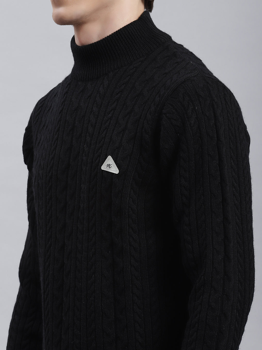 Men Black Self Pullover