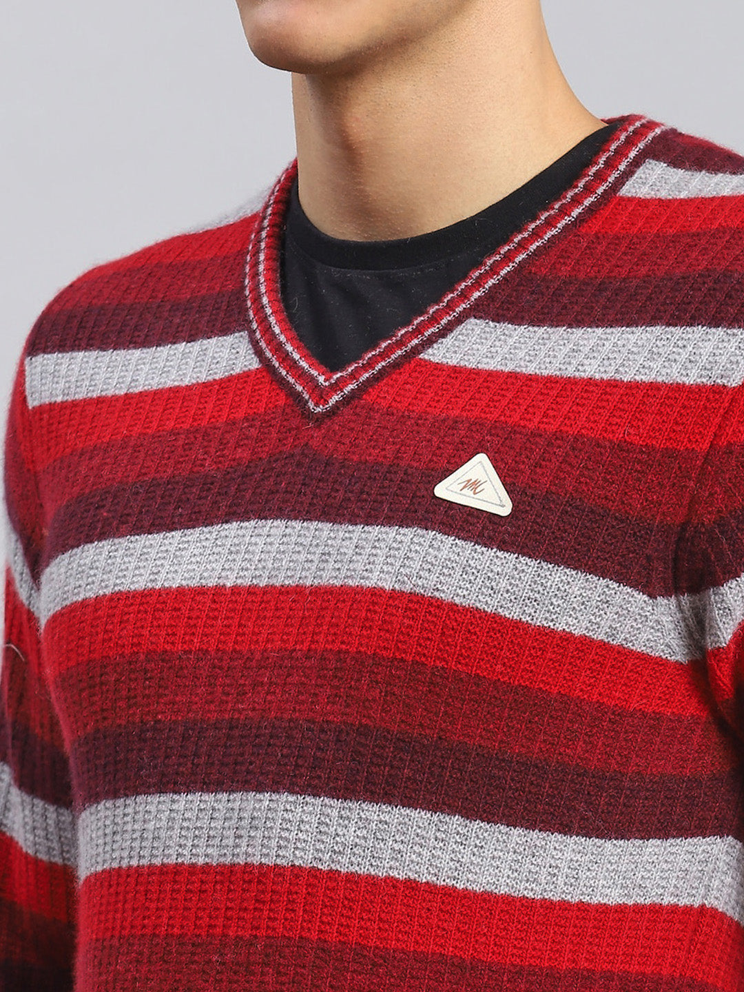 Men Multicolor Self Design Lamb wool Pullover