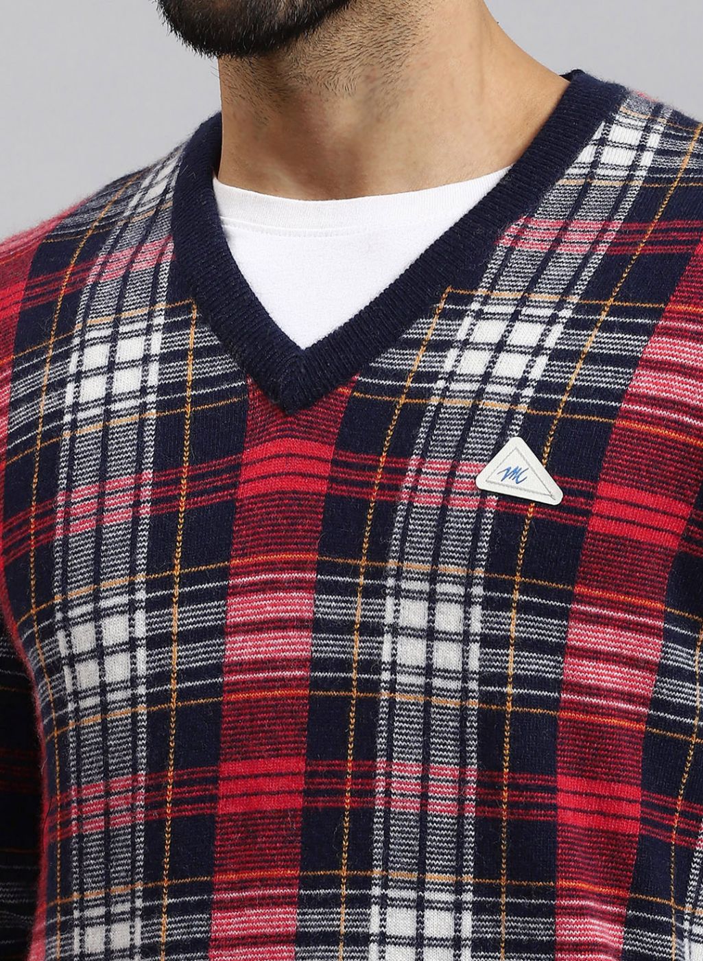 Men NAvy Blue Printed Lamb wool Pullover