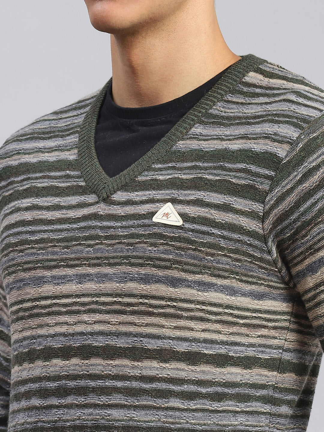 Men Multicolor Self Design V Neck Full Sleeve Sweaters/Pullovers