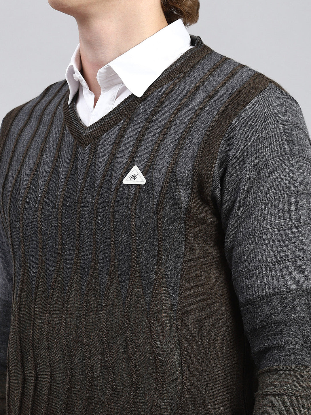 Men Brown Printed Pullover