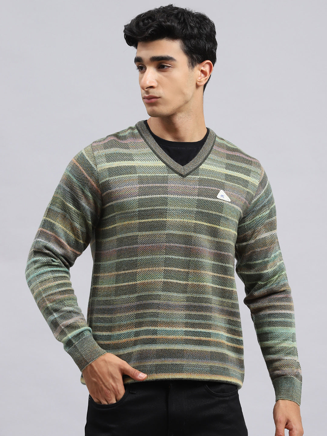 Men Green Jaquard Pullover