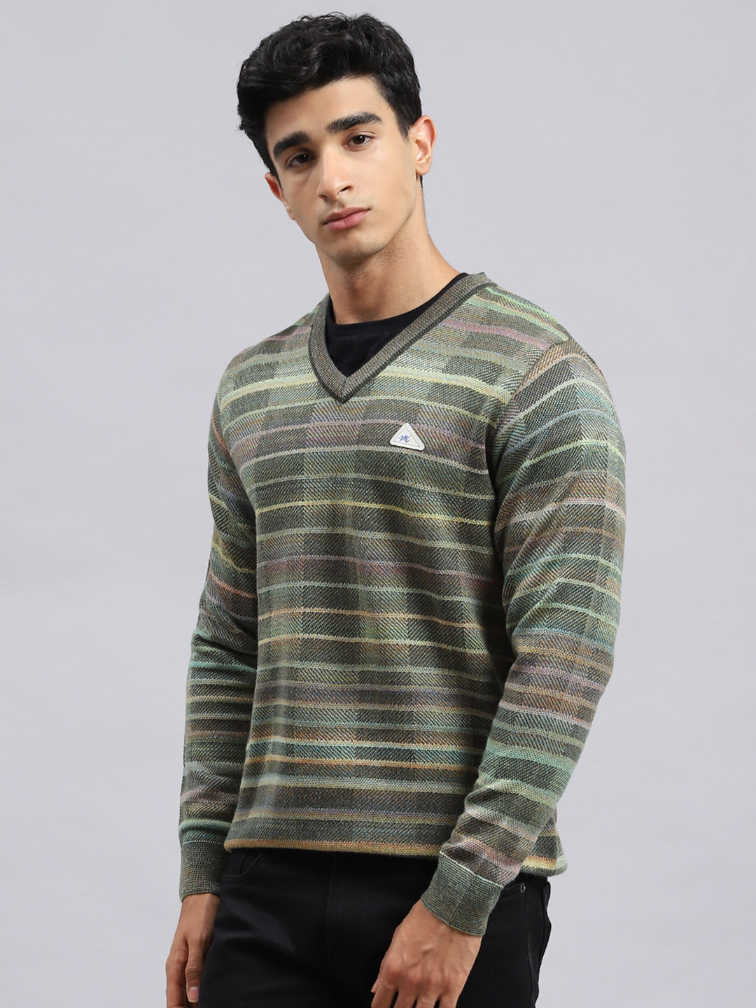 Men Green Jaquard Pullover