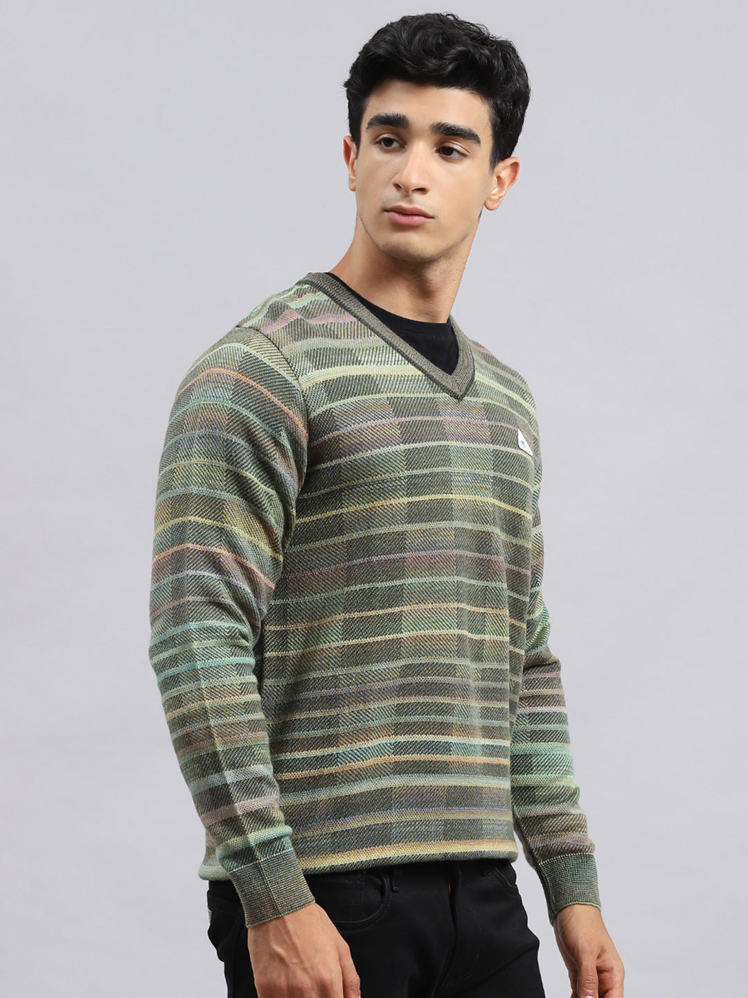 Men Green Jaquard Pullover