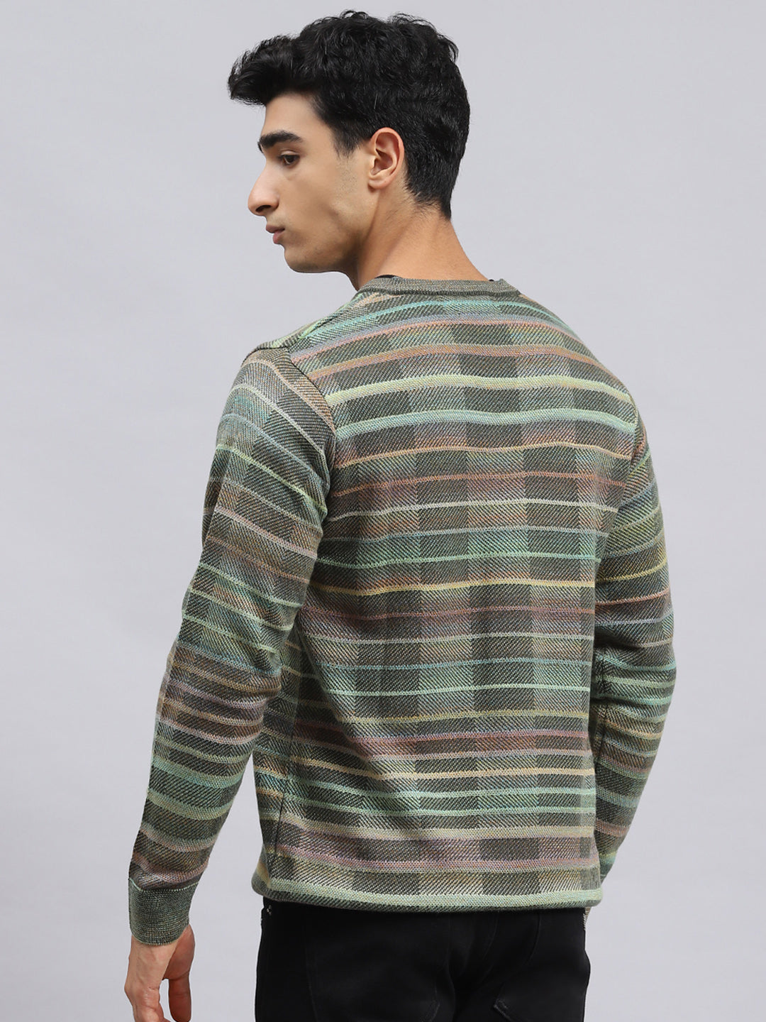 Men Green Jaquard Pullover