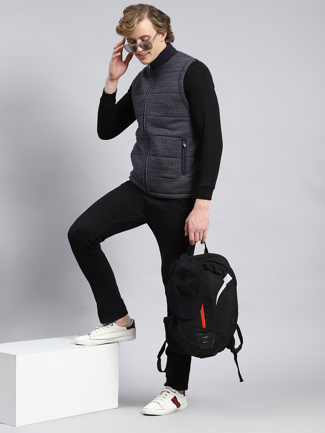 Men Blue Jaquard Jacket