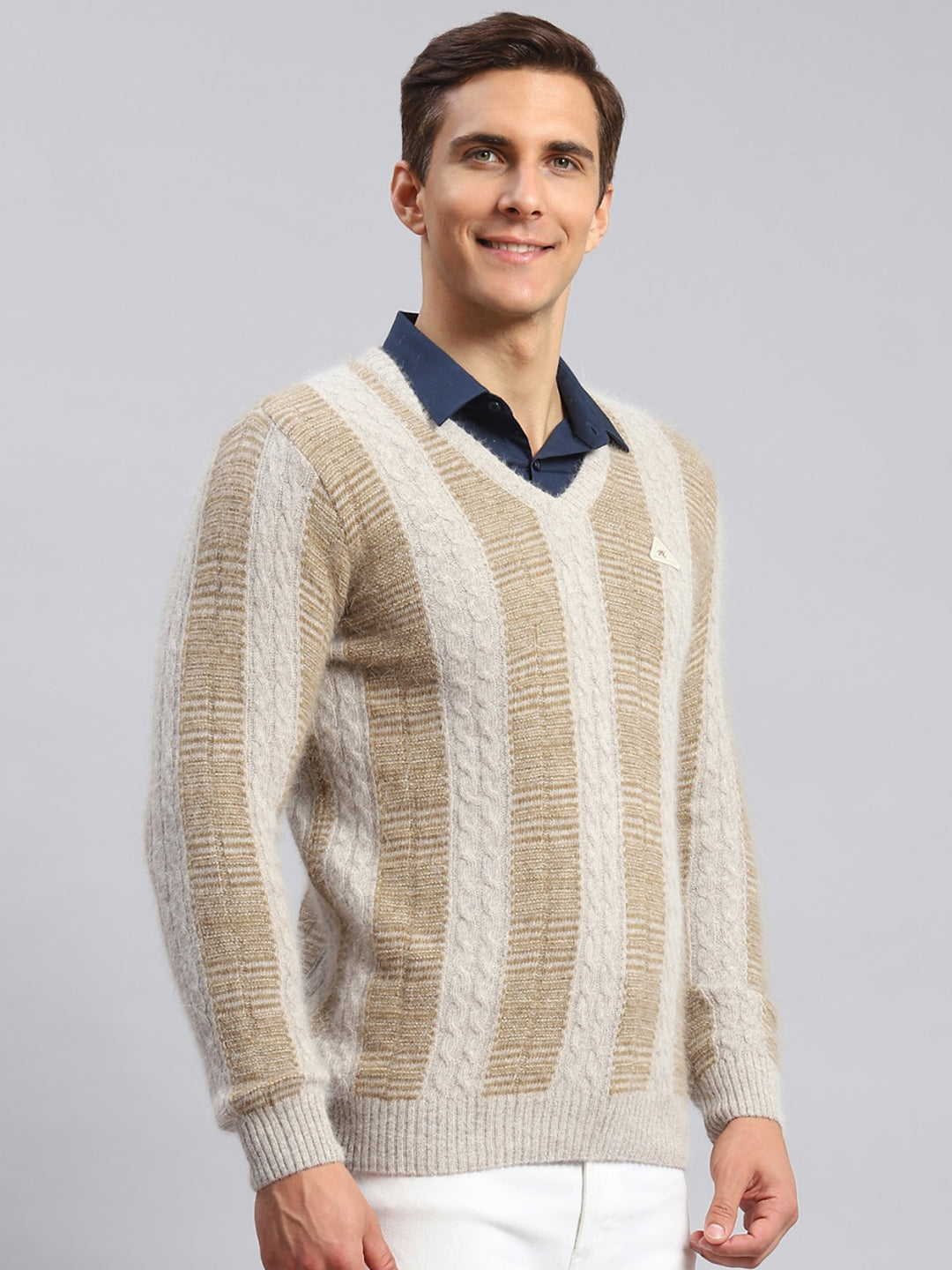 Men Beige Printed Angoora Pullover