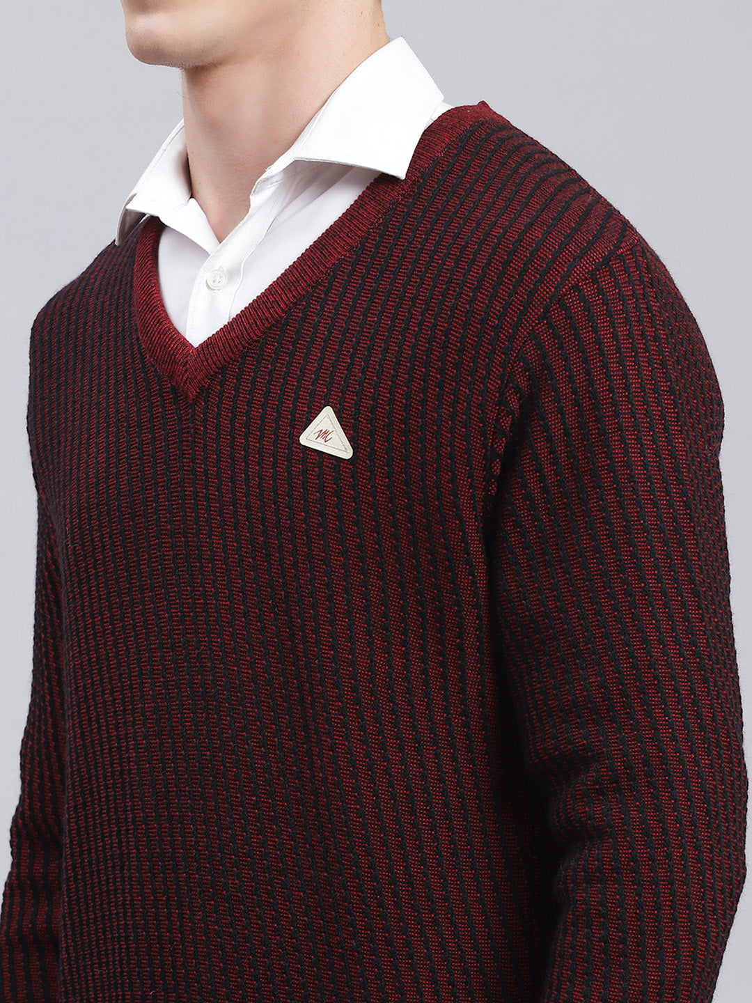 Men Black Jaquard Wool blend Pullover