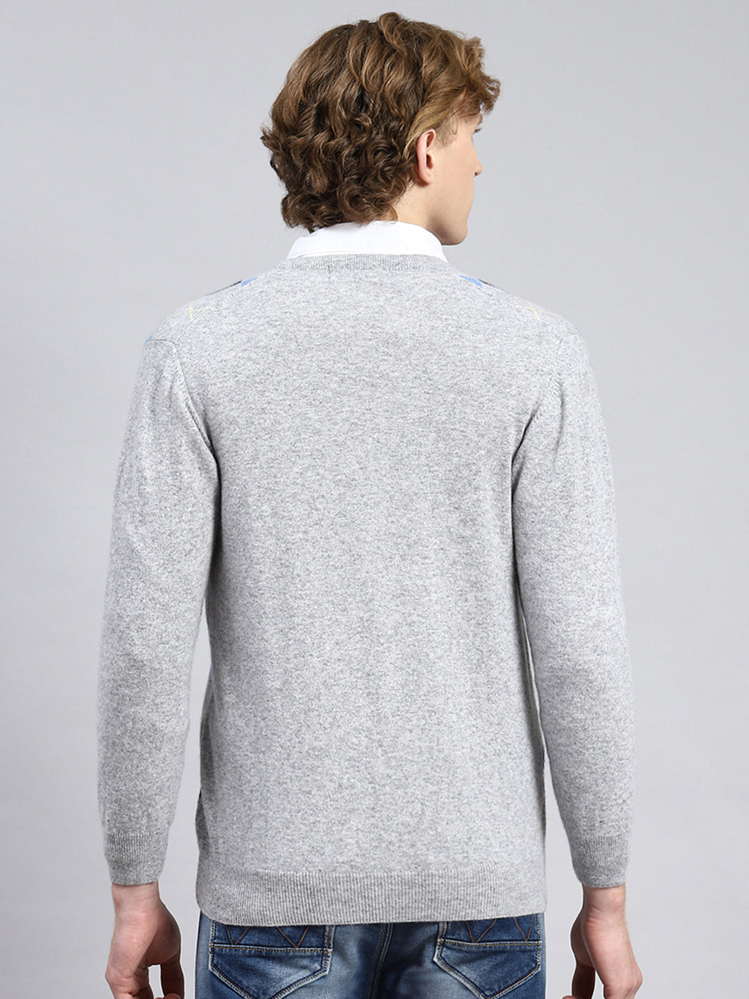 Men Grey Printed Pullover
