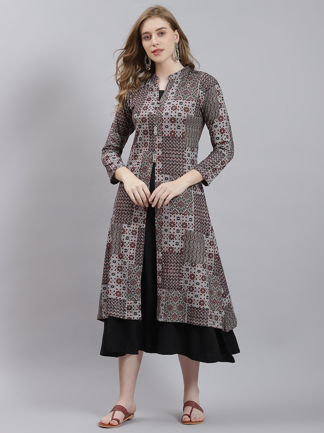 Women Grey Self Inner+Kurti