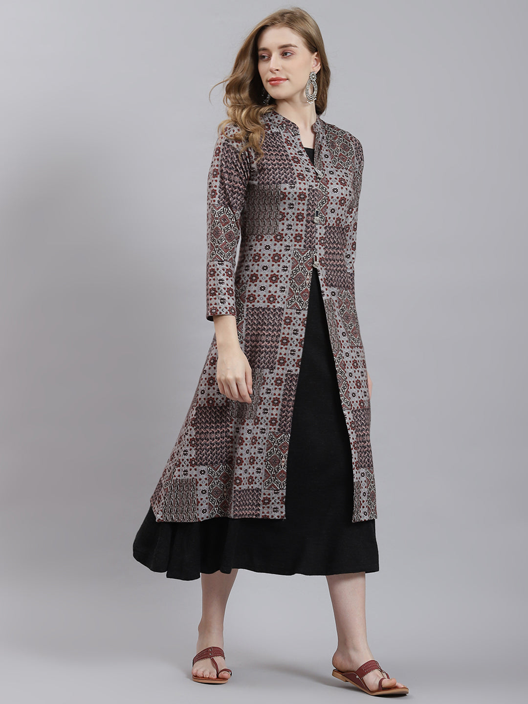 Women Grey Self Inner+Kurti