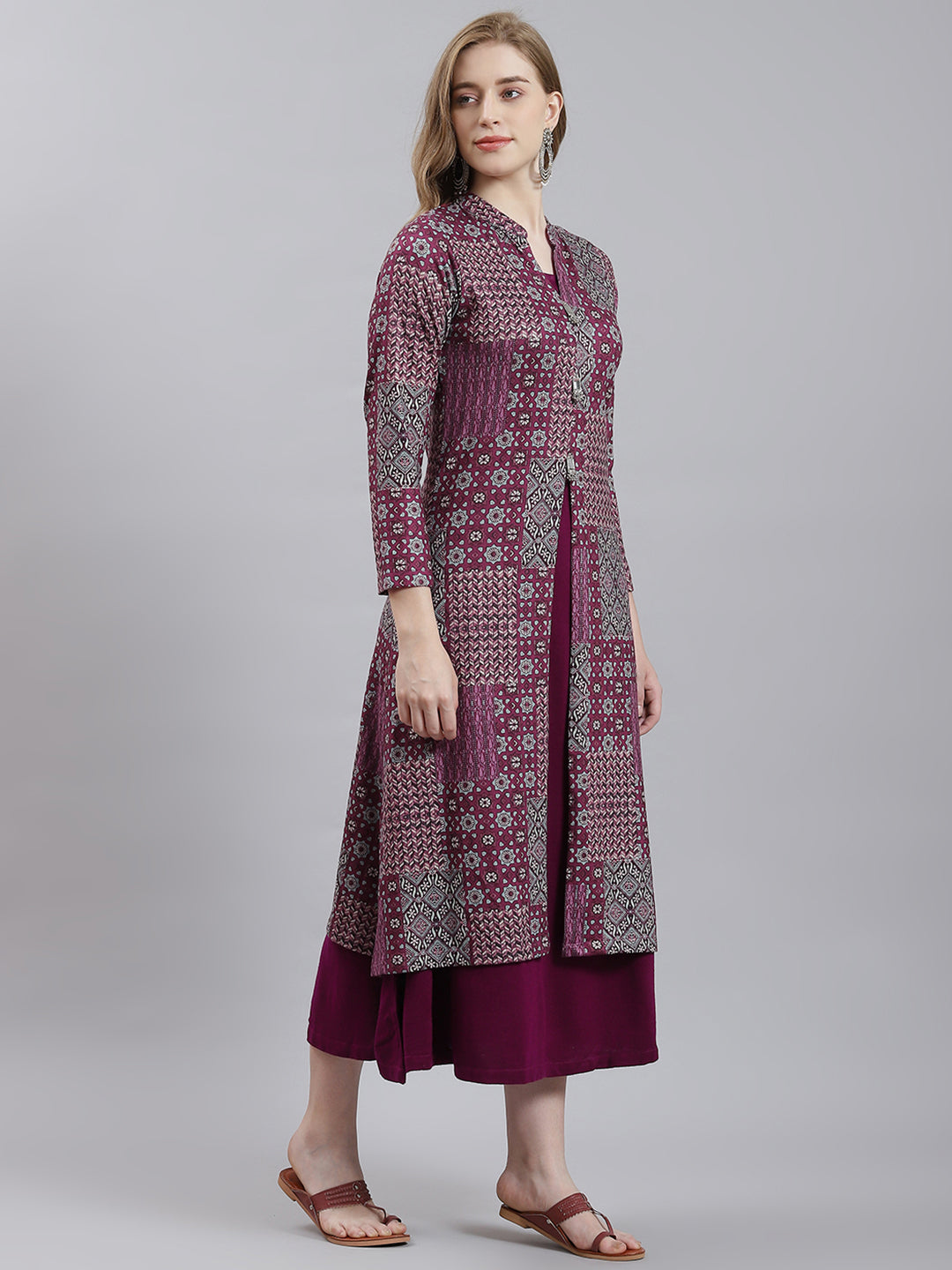 Women Purple Self Inner+Kurti