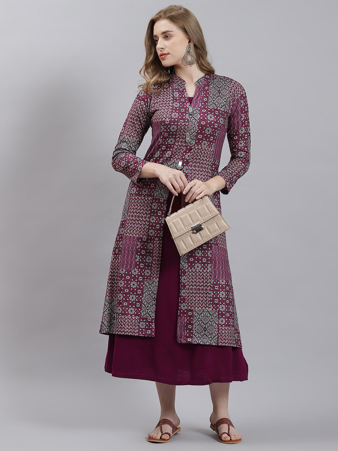 Women Purple Self Inner+Kurti