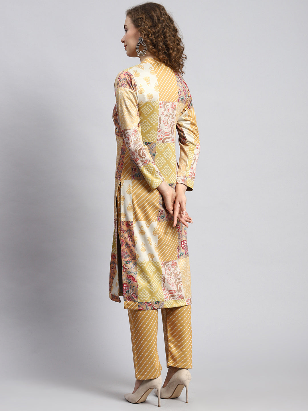 Women Yellow Self Kurti+Lower Set
