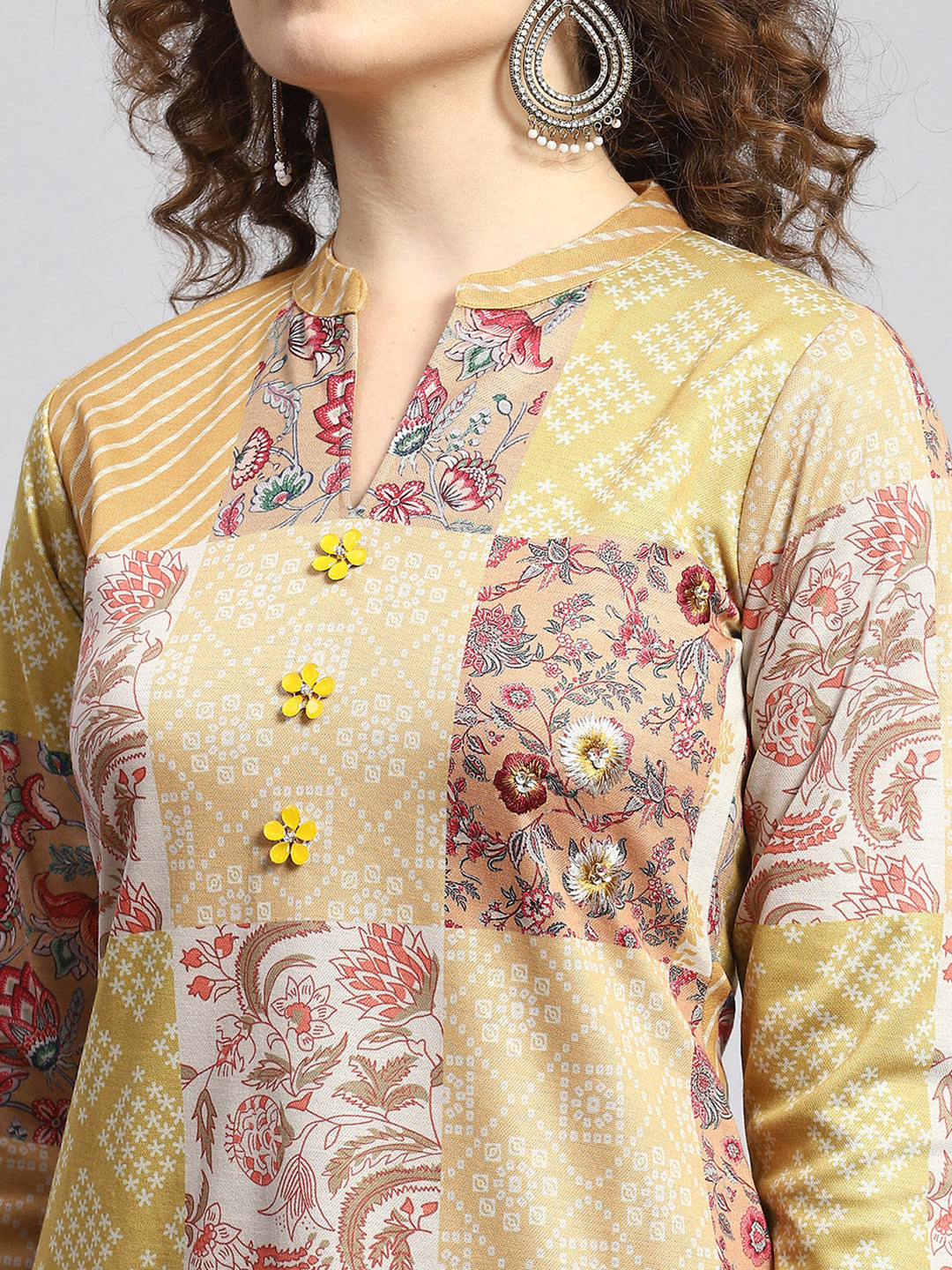 Women Yellow Self Kurti+Lower Set