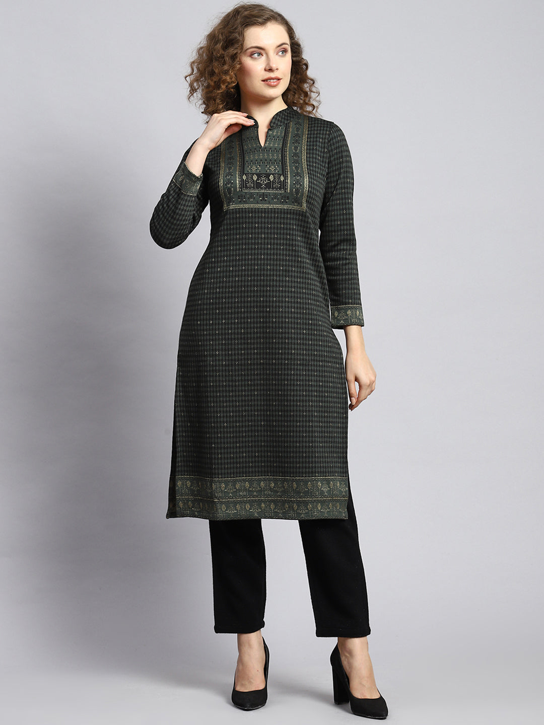Women Green Self Kurti