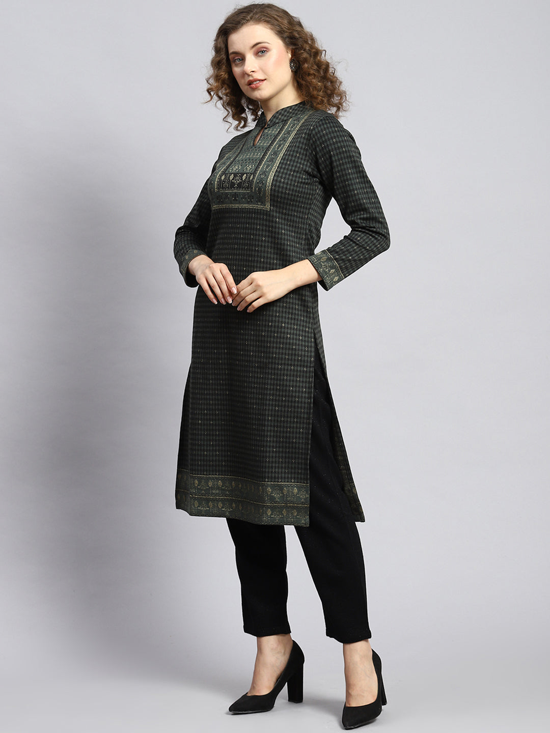 Women Green Self Kurti