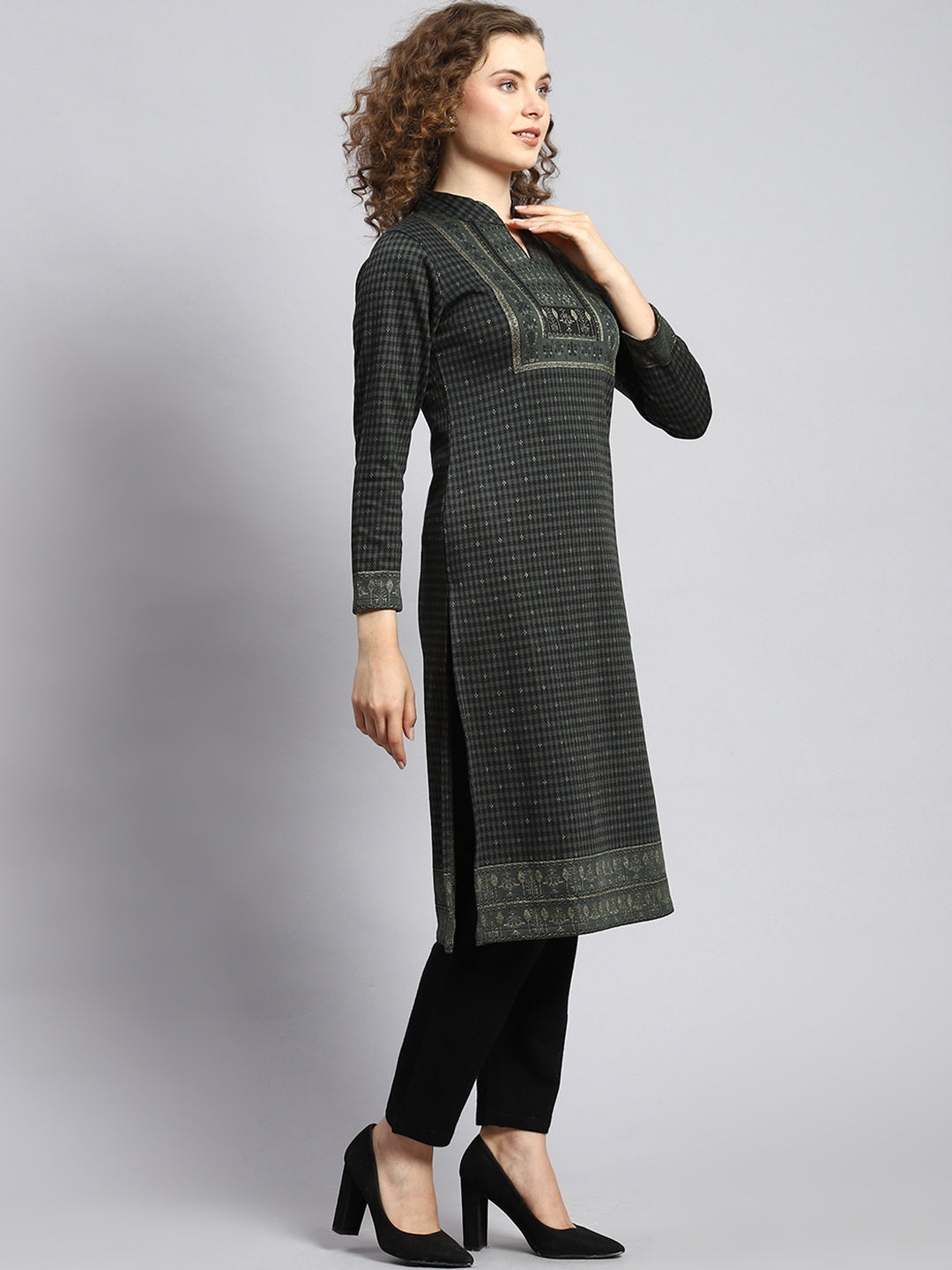 Women Green Self Kurti