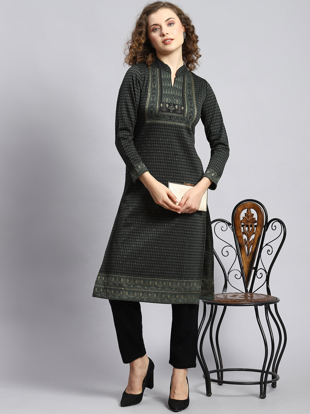 Women Green Self Kurti