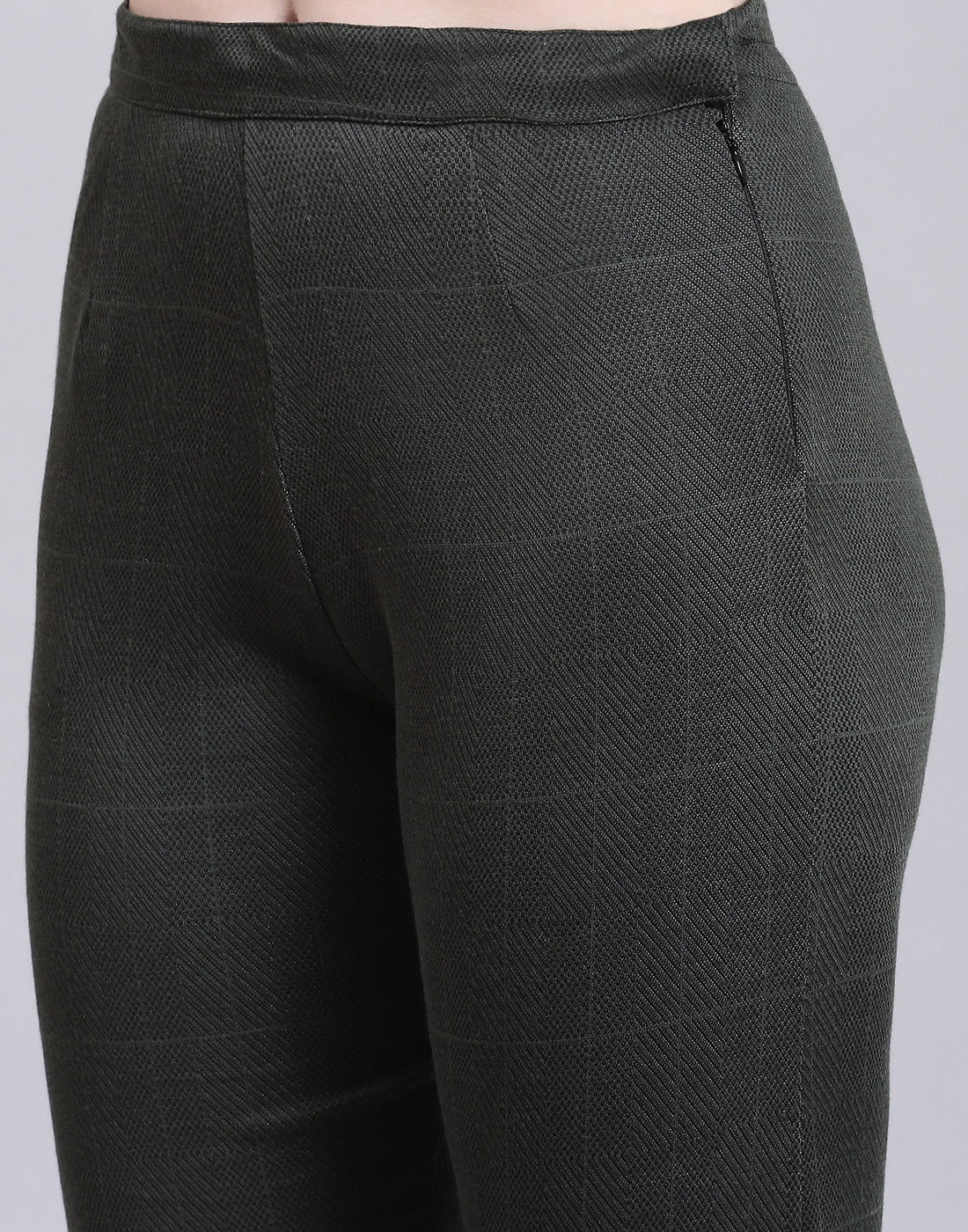 Women Olive Printed Collar Full Sleeve Kurtis Set