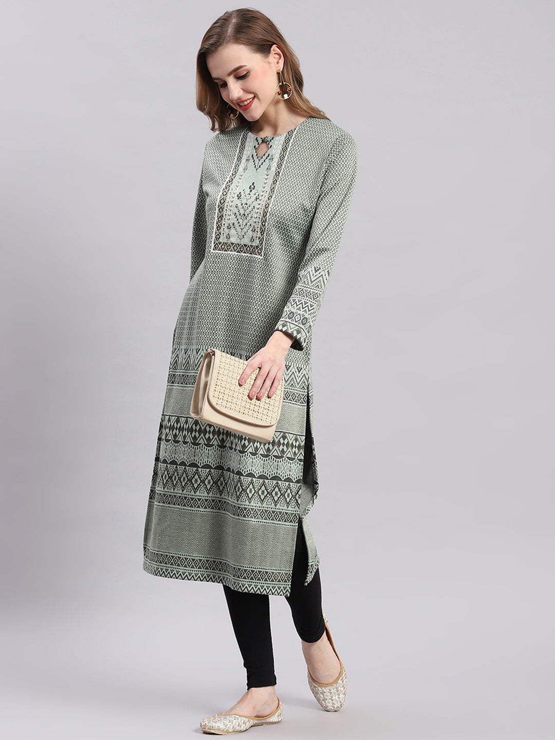 Jacket Long Designer Kurtis On Amazon Buy Women Green Printed